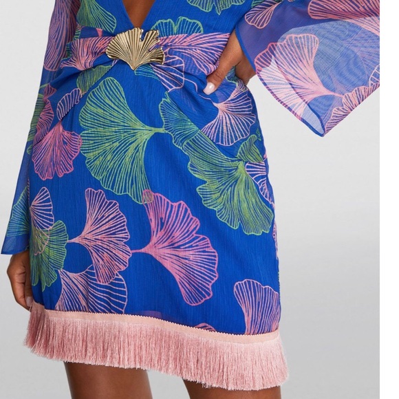 PatBo Ocean Leaf Plunge Mini Dress - Picture 2 of 6